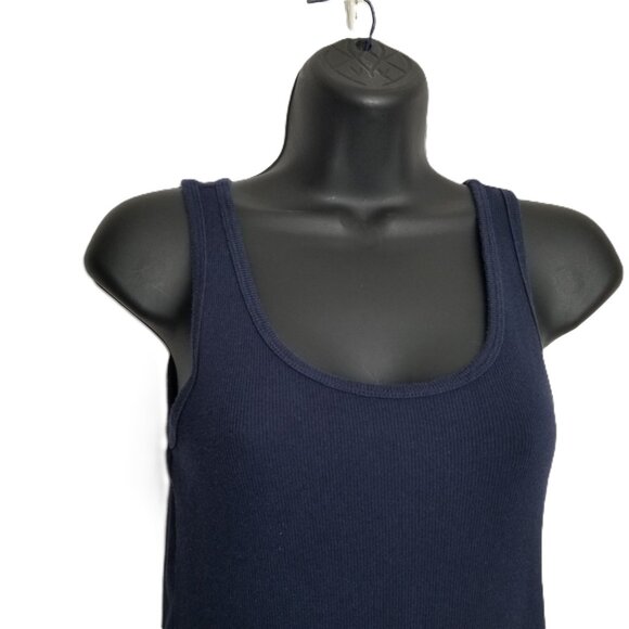 Time and Tru Ribbed Tank Top M Navy Blue Soft Modal Layering Basic - Picture 3 of 8